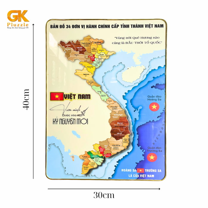Tranh gỗ bản đồ 34 tỉnh thành vừa giúp trang trí vừa mang giá trị phong thủy