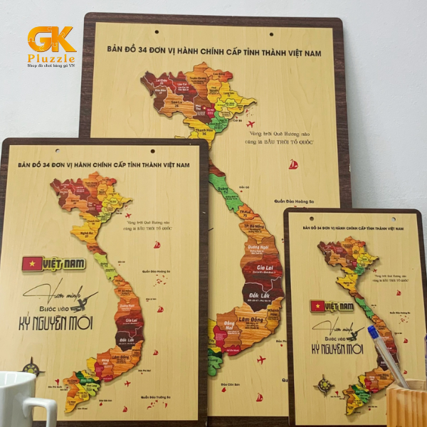 Khái niệm bản đồ gỗ 34 tỉnh thành