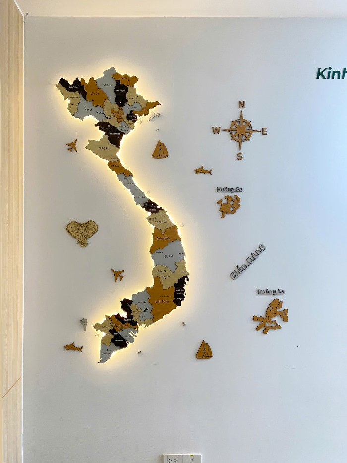 Các mẫu bản đồ gỗ 34 tỉnh thành có đèn led