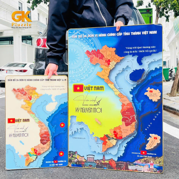 Các mẫu bản đồ gỗ 34 tỉnh thành tráng gương