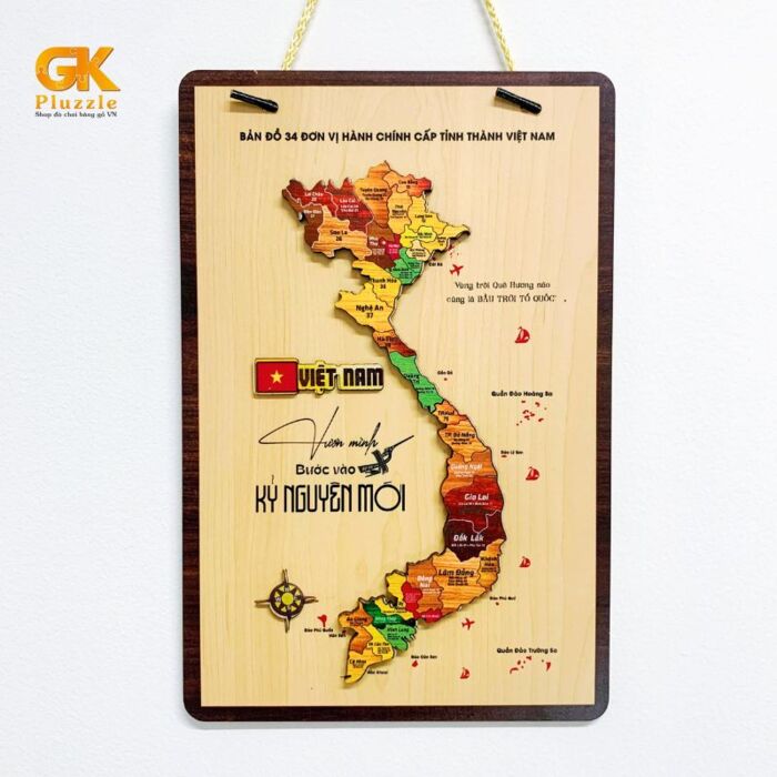 Bản đồ gỗ Việt Nam – bức tranh tái hiện trọn vẹn lãnh thổ bằng chất liệu gỗ bền đẹp, giàu giá trị thẩm mỹ (Nguồn: GK STORE)