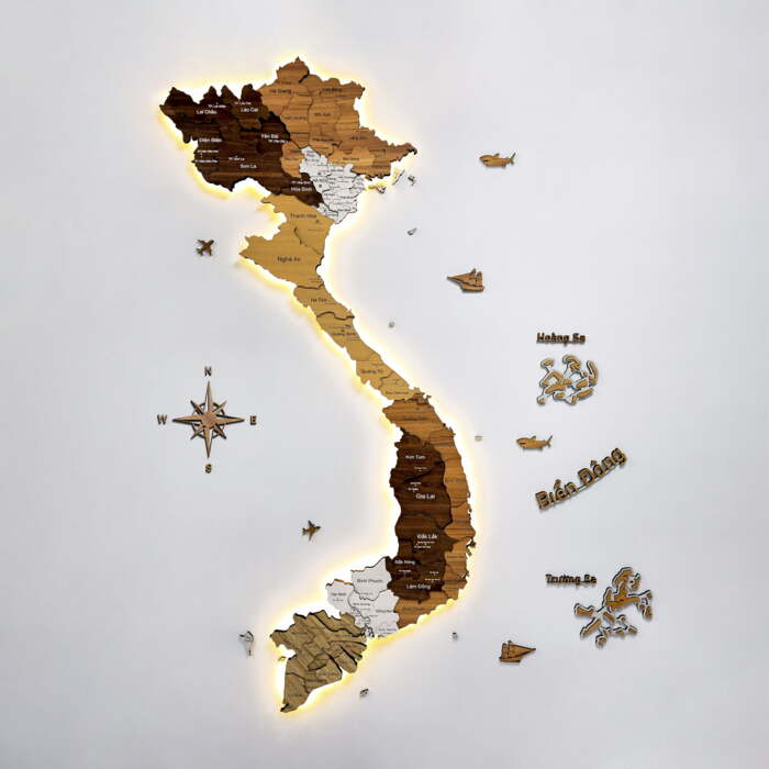 Cấu trúc đa tầng đầy chiều sâu, biến bản đồ gỗ 3D thành tác phẩm nghệ thuật sang trọng và đẳng cấp (Nguồn: Internet)