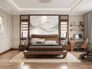 Tranh gỗ trong phòng ngủ nên ưu tiên chọn những tranh phong cảnh thiên nhiên nhẹ nhàng