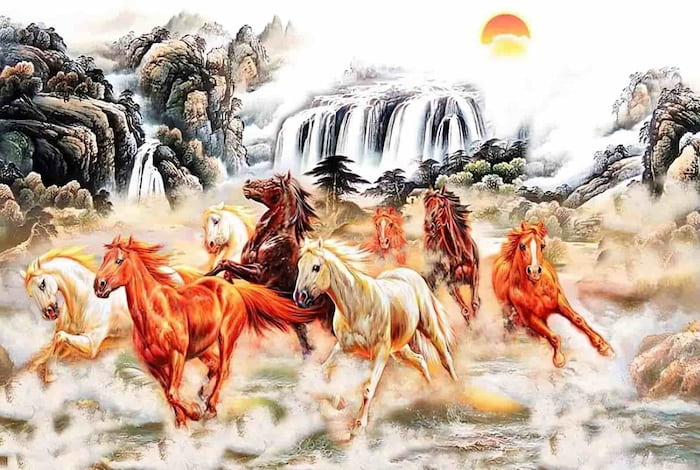 Tranh gỗ phong thủy treo phòng khách Mã Đáo Thành Công