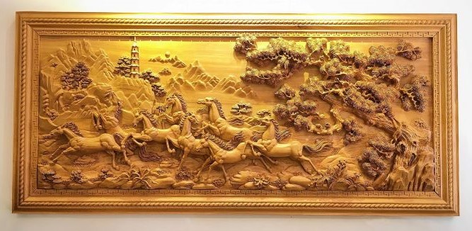 Tranh gỗ Hà Nội mã đáo thành công