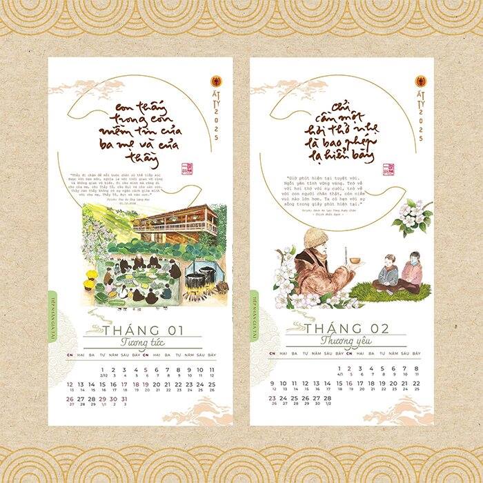 Lịch thiết kế theo phong cách thư pháp, vừa xem ngày vừa tạo điểm nhấn thẩm mỹ cho không gian sống (Nguồn: Internet)