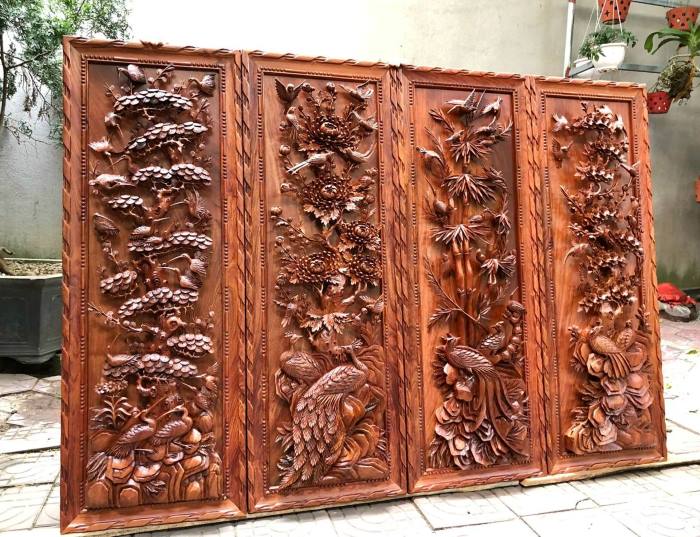 Tranh gỗ Xuân Hạ Thu Đông – phối cảnh gần (Nguồn: Internet)